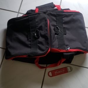 Budweiser travel bag with unique bottle opener